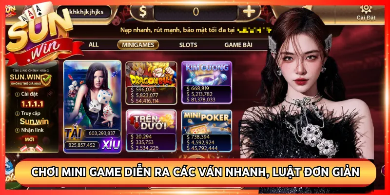 Tham gia chơi mini game diễn ra các ván nhanh, luật đơn giản