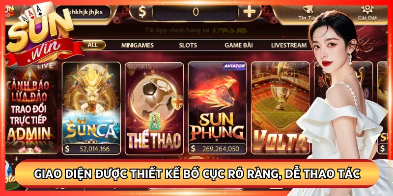 Giao diện được thiết kế bố cục rõ ràng, dễ thao tác