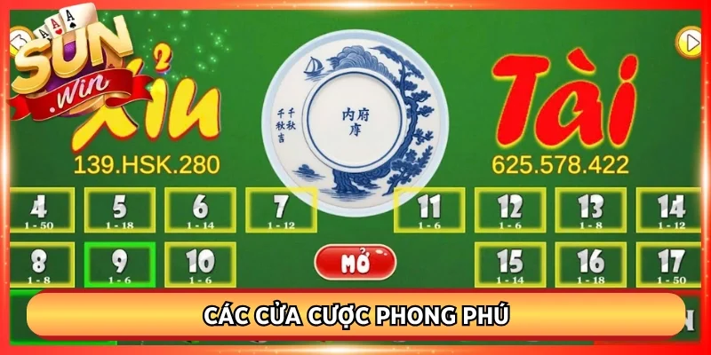 Các cửa cược phong phú