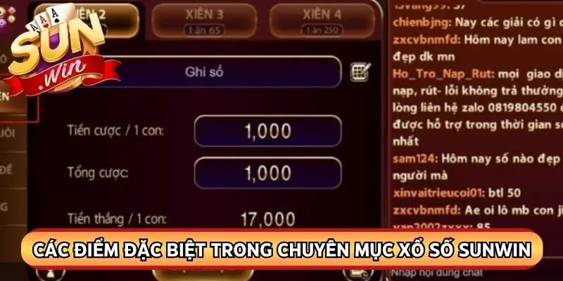 Các điểm đặc biệt trong chuyên mục cá cược xổ số Sunwin
